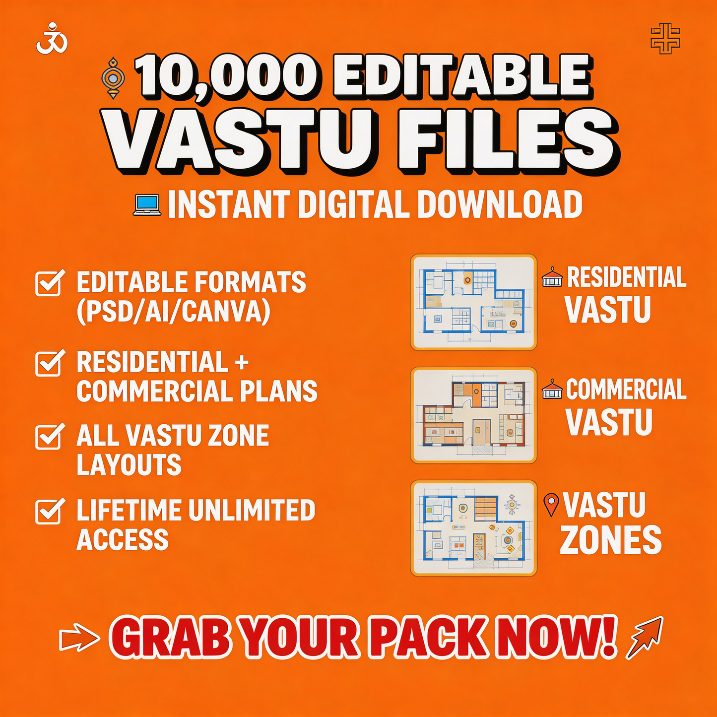 10000 editable VAASTU floor plans & house designs bundle