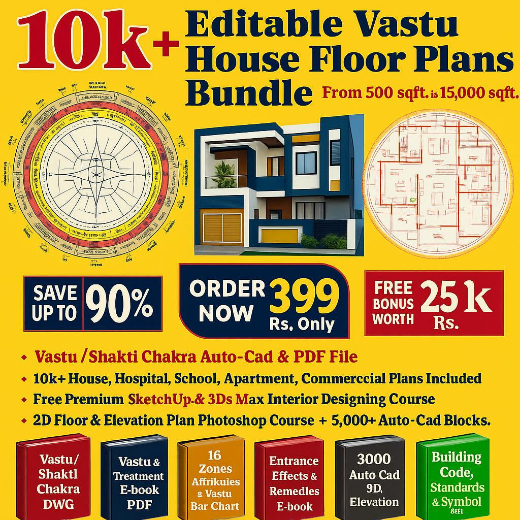 10000 editable VAASTU floor plans & house designs bundle