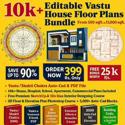 10000 editable VAASTU floor plans & house designs bundle